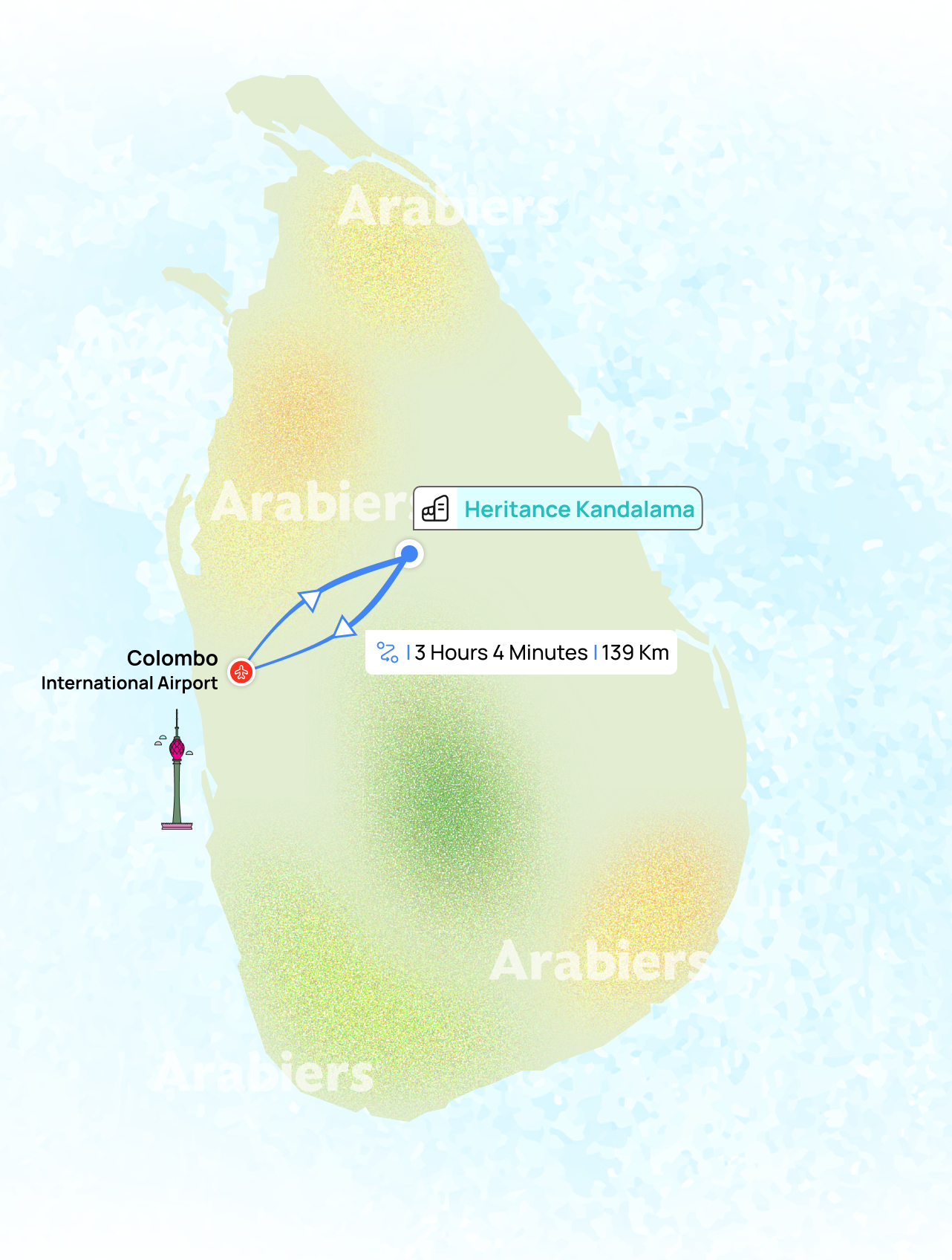 Distance from airport to Heritance Kandalama